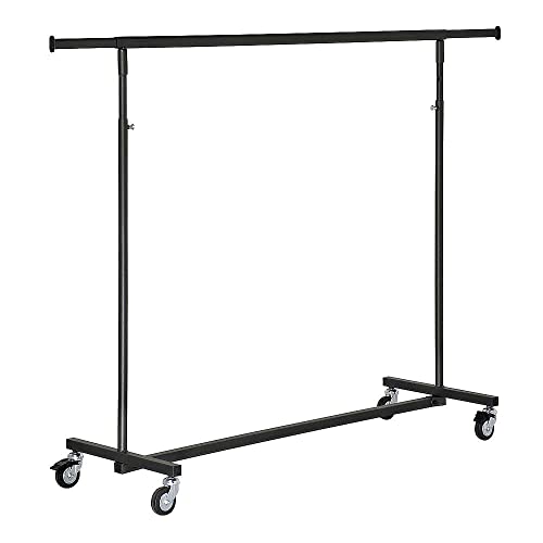 Deco Woerner Höhenverstellbarer Metall Schwerlast-Roll-Garderobenständer schwarz 140 x 220 cm Mittelraum-Konfektions- Kleider-Ständer