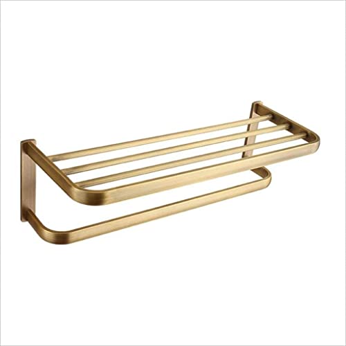 YEIRNTP Wandhalterung gebürstetes Finish Badezimmer Racks, Multifunktionshandtuchregal Vintage Kreative Stange Hardware Zubehör Handtuchständer Bad Handtuchstange (Color : Gold)