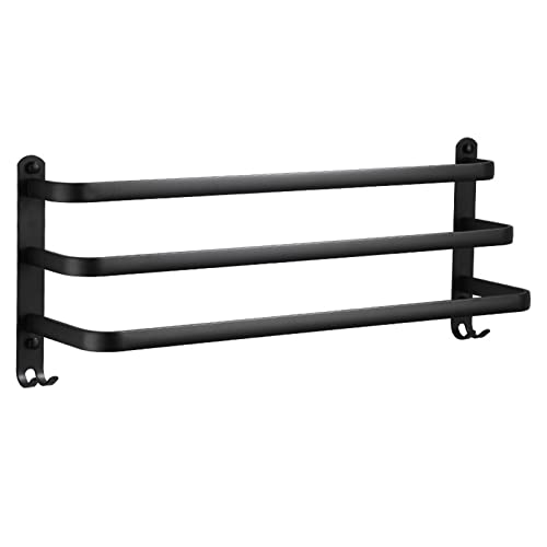 Towel Rack Leiter Handtuchständer, 3- lageres Handtuchhalter, Raum Aluminium Handtuchständer mit Haken, Wandregal mit Wandmontage, schwarz (Size : 30cm)