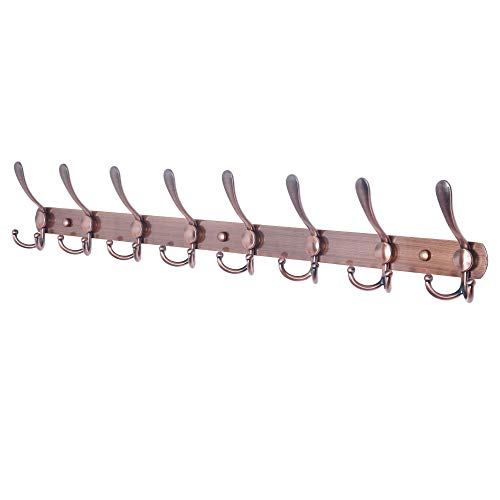 Dseap Garderobenleiste mit 8 haken, schwerlast 74cm Lang garderobenhaken, edelstahl wandgarderobe, kleiderhaken wand, hakenleiste garderobe für mantel hut handtuch handtasche, antikes kupfer