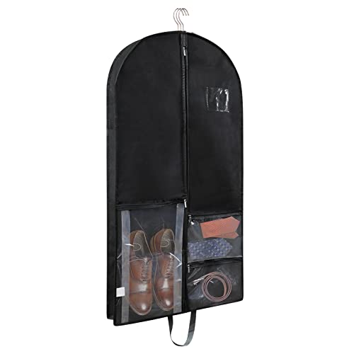 Niviy kleidersack 1X Multifunktionale Kleidersäcke Anzug 10x60x110cm Schwarz Wasserdicht Mit Fenster Faltbare Reise Anzugtasche,Für Anzüge Kleider Mäntel Sakkos Anzugsack Premium Kleiderhülle