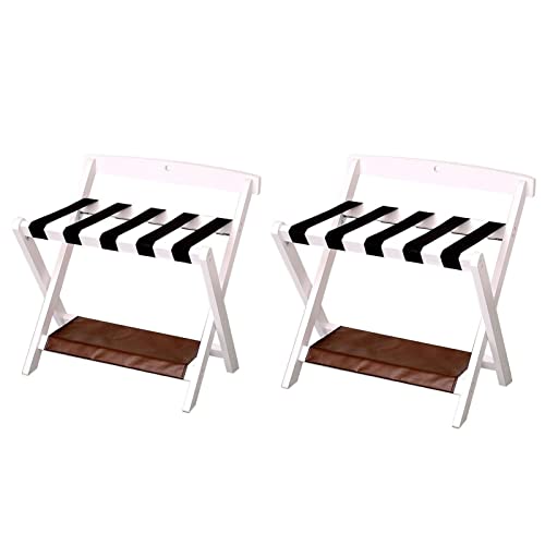 Kofferständer 2 Set, klappbarer Gepäckständer, Kofferständer aus Massivholz, bodenstehender Kofferständer, Nachttisch Kleiderständer, 60 * 50 * 65cm (Color : White)