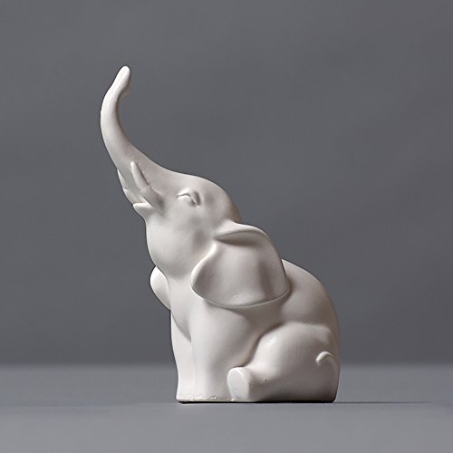 Elefant Skulptur aus hochwertigem Zellan, echte Handarbeit Made in Germany, Büste in weiß, 10cm