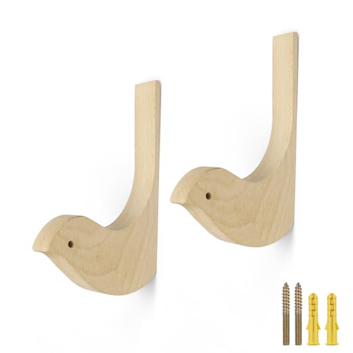 SHENGYIG 2 Stück Vogel Holz Kleiderhaken, 155mm Wanddekoration Haken, Garderobenhaken Holz Kann Wohnzimmer, Schlafzimmer, Badezimmer, Kleiderschrank Verwendet Werden