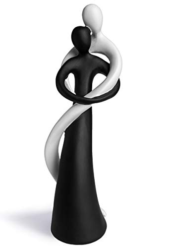 FeinKnick harmonisches Paar in Schwarz & Weiß - handbemalte Skulptur aus Marmorit 27cm hoch - stilvolle Statue als Symbol für Liebe & Zuneigung - Deko Figur