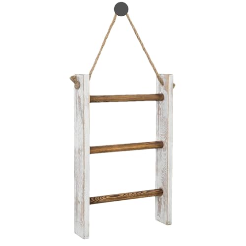 Handtuchleiter, 3-stufiger Badezimmer-Handtuchhalter |. Mini-Geschirrtuchleiter aus Holz, Bauernhaus-Design, Arbeitsplatten-Aufbewahrungsregal, perfekt für Küchen- und Badezimmerdekoration. Deckenleit