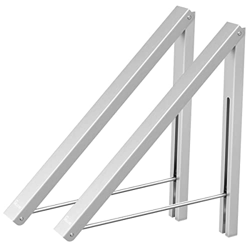 Anjuer Klappbarer Kleiderhaken Garderobenhaken Wand-Kleiderständer Kleiderlüfter Wandgarderobe, Platzsparend, Geeignet Silber 2PCS