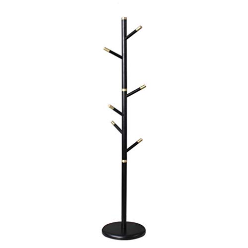 XMCF Kleiderständer Chinesische Stil Mantel Rack Massivholz Bodenaufhänger Schlafzimmer Nordic Light Luxus Stil Kreative Messing Veranda Aufhänger Haushalt Garderobenständer (Color : Black)