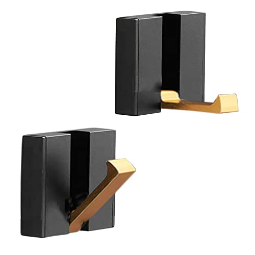 Sctmda Kleiderhaken 2 Stück Faltbare Kleiderhaken Wand Garderobenhaken Klappbar Mantelhaken Space Aluminium Robuste Wandhaken für Mantel Schal Mütze Handtaschen Schwarzes und Gold