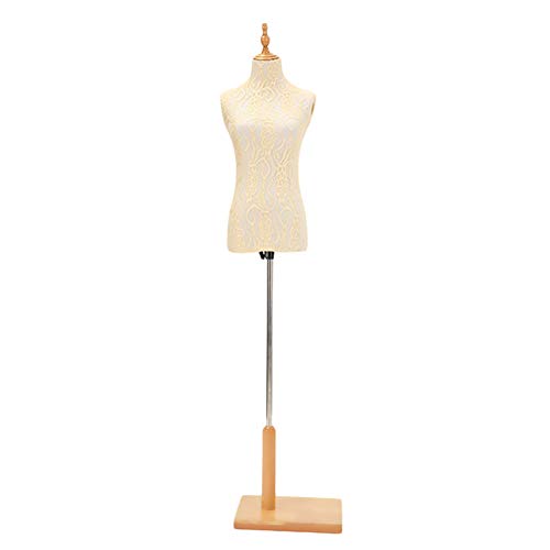 Schneiderpuppen Schaufensterpuppen-Torso, Schaufensterpuppenständer, beige weibliche Schneiderpuppe, Schneiderbüste, Schaufensterpuppen-Torsokörper mit Holzsockel, höhenverstellbar zum Nähen von Kleid