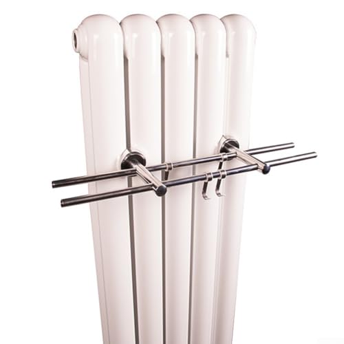 HpLive Handtuchhalter für Heizkörper 60cm Edelstahl Handtuchstange Ohne Bohren Badetuchhalter Radiator handtuchheizkörper Heizung Handtuchreling Silber(dual ROD Bogenoberfläche)