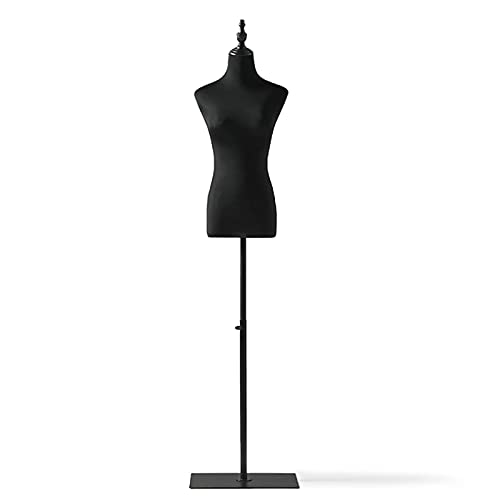 Schneiderpuppen Schaufensterpuppen-Torso, Schaufensterpuppen-Ständer, schwarze weibliche Kleiderform, höhenverstellbarer Schaufensterpuppen-Torso-Körper mit Ständer, zum Ausstellen von Hochzeitskleide