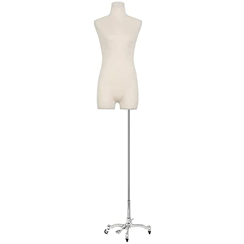 SHAWLA Schneiderpuppen Schaufensterpuppen-Körper-Torso mit silbernem Universalrad, weibliche Form-Obertorso-Schaufensterpuppe für Kleidung, Kleid, höhenverstellbar, Schneiderpuppe