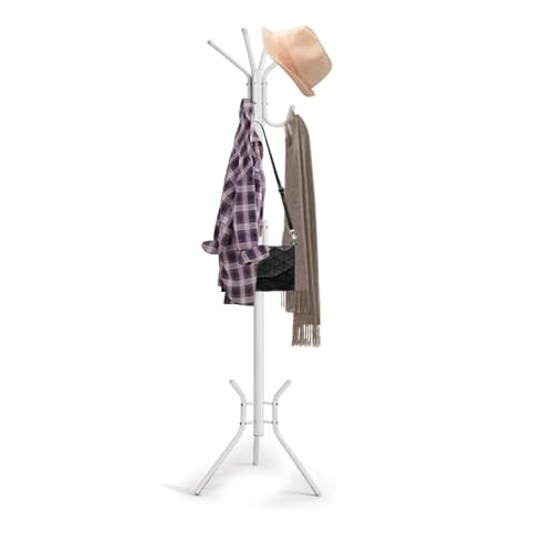 Youyijia kleiderständer 14 Haken 182 cm Jackenständer Stehend Loft Garderobenständer Free-Standing Coat Stand Aus Metall Moderner Jackenständer in Baumform für Flur Schlafzimmer Büro Weiß