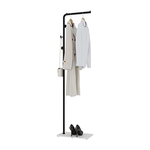 LOFTPLUS Garderobenständer Stabil Metall Kleiderständer - 170cm Coat Rack Stand mit 3 Haken für Kleidung, Hut, Tasche, Jackenständer für Wohnzimmer, Schlafzimmer, Büro(Schwarz)