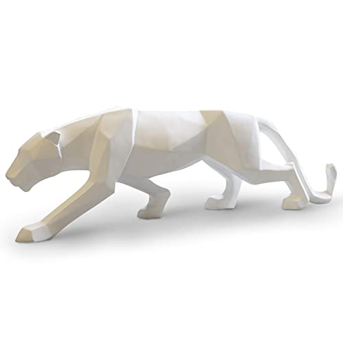 Panther Statue Deko Modern Abstrakte Statuen Leopardenstatue Dekorative Wohnkultur Modell Weiß L