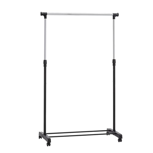 Amazon Basics Kleiderstange mit Rollen, Chrom, (91.5-145) x 42 x (134-161) cm (L x W x H)