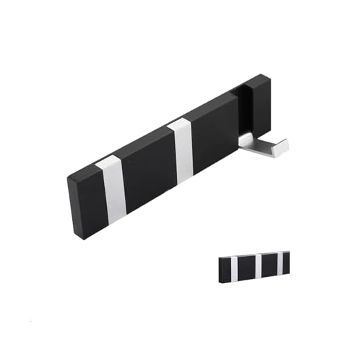 Garderobenhaken Wand, 3 Klappbar Haken Kleiderhaken Edelstahl Modern Hakenleiste Garderobe für Schlafzimmer Badezimmer Küche Wandgarderobe Garderobenleiste für Schal Mäntel Handtaschen Schwarz-Silber