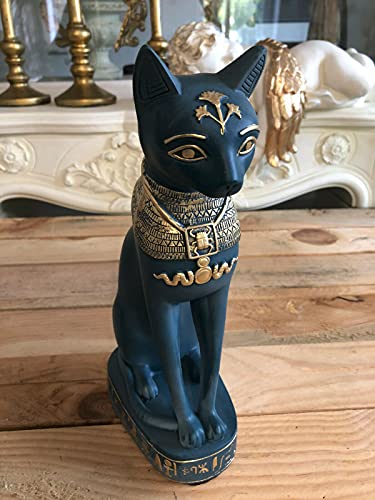 Deko Shop Cologne Ägyptische Göttin Katze Bastet Katzen Figur Blau Türkis Gold Statue Figur 2805-101