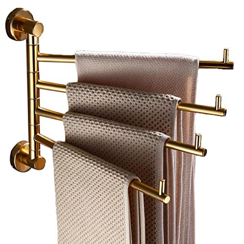 Generisch handtuchständer Ausschwenkbarer Handtuchhalter in Vintage-Gold für Badezimmer oder Küche Metall Wandmontage klappbarer Arm drehbarer Kleiderbügel Badezimmer-Aufbewahrungs-Organizer