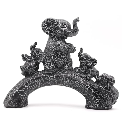 Irayin Elefanten Deko, Elefant Statue Figure, Skulptur als Deko Symbol für Freude in der Familie, Elefanten Dekoration für Büro, Wohnzimmer, Bücherregal, Schlafzimmer - Schwarz