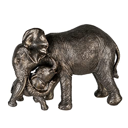 Casablanca Deko Figur Skulptur - Elefant Zambezi mit Jungem - grau/Gold - 29 x 21 cm