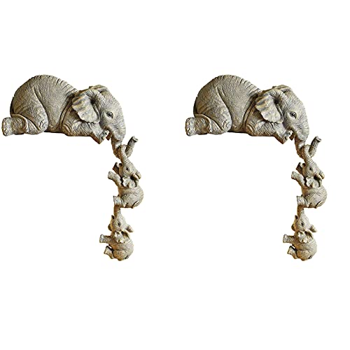 Elefanten Deko, 3 Stücke Elefant Statue Figur, Dekofigur,Dekoration Im 3er Set, Kulptur Figur Deko Set Für Home Office, Mütter Hängen Babys Figur Harz Handwerk Ornamente (2 Sätze)