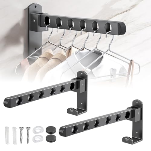 Kleiderhaken Klappbar,Kleiderständer Wand für Balkon Waschküche Badezimmer,Wand Kleiderständer Wandhaken Klapphaken Aluminium für Balkon Badezimmer Waschküche,Kleiderstange Wandmontage90°Drehbar 2Pcs