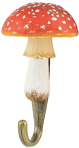 WILDLIFEGARDEN Wildlife Garden WG4558 Haken Fliegenpilz - Handgeschnitzter Wandhaken aus Holz und Metall