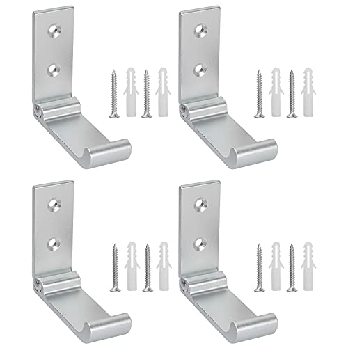 4 Stück Faltbarer Wandhaken, Bolatus Klapphaken 90 °Faltbare Wandhaken Aluminium Kleiderhaken Klappbare Haken Wandhandtuchhaken für Garderobe Badezimmer Küchen 15 kg Tragkraft (Silber)