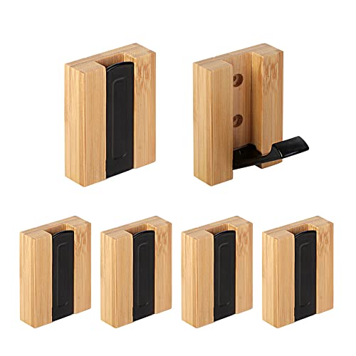 JSVER Kleiderhaken 6 stück Bambus Haken Garderobenhaken Wand Moderne Garderobenleiste Holz Faltbarer für Jacken, Mäntel, Schals, Handtaschen und Mehr, Holz