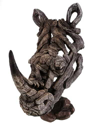 Kremers Schatzkiste Nashornbüste aus Polyresin Dekofigur 38cm Tierfigur Rhinozeros Figur Skulptur - Deko zum Stellen Afrika