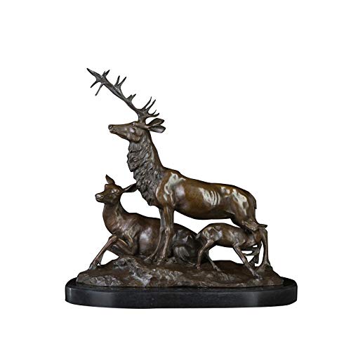 Ornaments Figur Tier Statue Ornamente Ornamente Statuen Skulpturen Metall Antik Bronze Hirsch Familie Statue Skulptur Ornaments