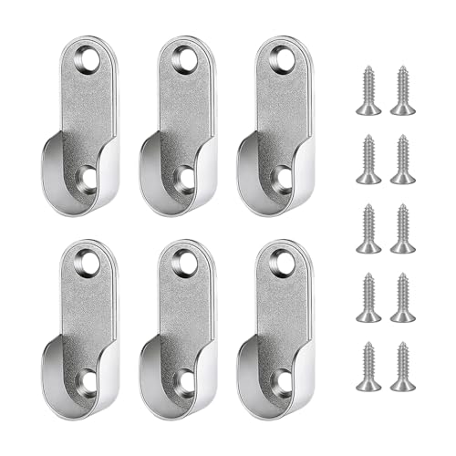 CANGCANG 6PCS Kleiderstange Halterung mit 10 Stücke Schrauben, Schrankrohrlager oval Halterung für Kleiderstange Metall Schrank Kleiderstangenhalter für Ovalstange