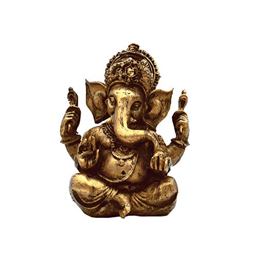 aqasha® Ganesha Elefanten Gott Statuette Figur Statue Skulptur Shiva Resin Dekoration für Schreibtisch Wohnzimmer 13 cm x 7 cm x 7 cm