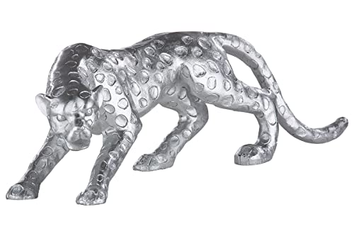 Casablanca modernes Figur Skulptur Design Gepard, Polyresin, antiksilber - Länge 28 cm