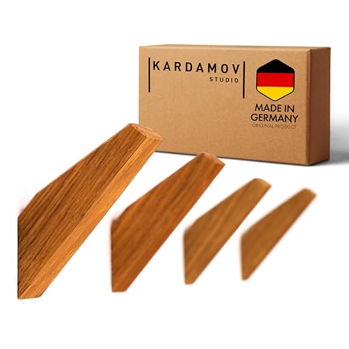 Kardamov Studio 4er Set Haken aus Berlin, natürliche Holz Wandhaken, Moderne Dekorative Handgefertigte Kleiderhaken aus Eiche, Vintage Garderobe Jackenhalter, Minimalistische Mehrzweck Huthaken