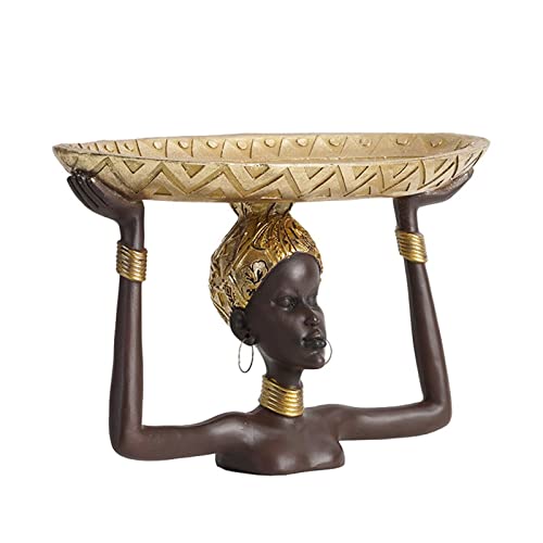 Duiaynke Afrikanische Dame Statue Tablett Kleine Objekt Organizer Ornament Büro Familie Dekoration Afrikanische Kultur Statue Sammlung