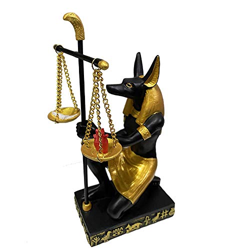 WQUANB Antike ägyptische Statue Figur Skulptur Schwarz und Gold Anubis Waage der Gerechtigkeit Ägyptische Statuette Richter Hund Gott Ornamente Dekoration Reise Souvenirs Wohnkultur