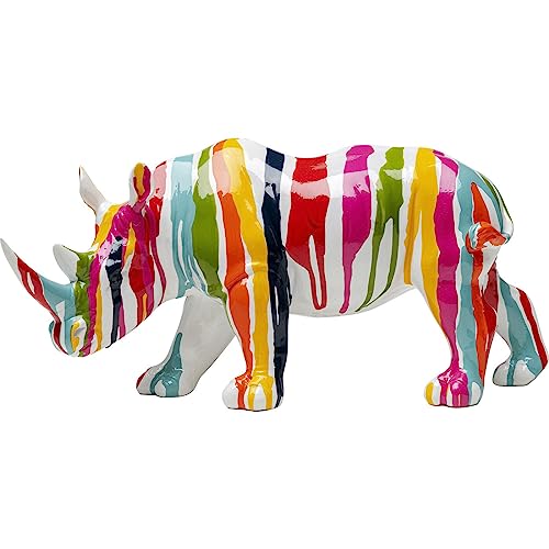 Kare Design Deko Figur Rhino Holi, Mehrfarbig, Nashorn, Polyresin, Unikat, Handbemalt, 18x34x15cm (H/B/T)