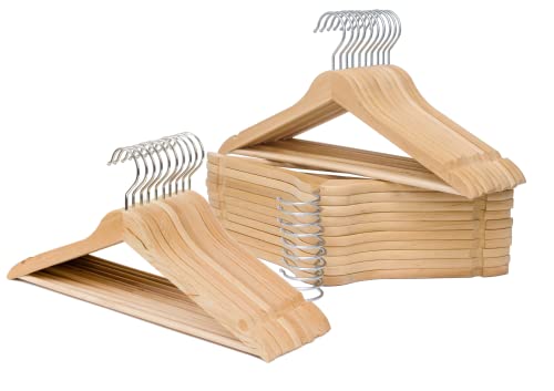 OGIVO Kleiderbügel Holz 30 Stück - Made in EU - Holzbügel Natur für Ihren Garderobe - Haken um 360° drehbar - Einkerbungen im Schulterbereich - Hangers Clothes