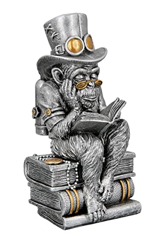 Casablanca Steampunk AFFE mit Büchern Silber Skulptur Figur Dekoartikel New Wave