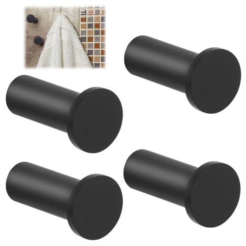 ROSYLEVE Garderobenhaken Schwarz 4 Stück Kleiderhaken Wand zum Bohren Handtuchhaken Edelstahl Wandhaken Garderobe für Badezimmer Küche Schlafzimmer (36mm)