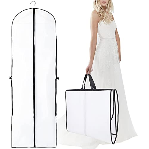 QUMENEY Kleidersack mit Reißverschluss, faltbar, wasserdicht, staubdicht, für Hochzeit, Abendkleid, Schutztasche für die Aufbewahrung von Kleidern und Reisen (60 x 180 cm)