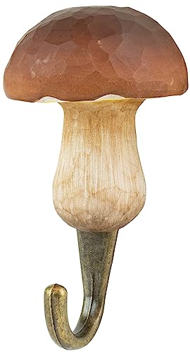 WILDLIFEGARDEN Wildlife Garden WG4557 Haken Steinpilz - Handgeschnitzter Wandhaken aus Holz und Metall