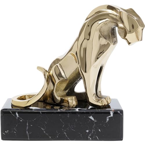 Kare Design Deko Figur Lion on Marble, Gold, Deko Objekt, Löwen Motiv, Aluminium, Glas Sockel, handgearbeitet, Unikat, 34x31x20 cm (H/B/T)