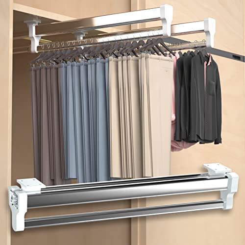 GIVROLDZ Kleiderstange Ausziehbar, 350 mm/13,78 Zoll Multifunktion Hosenhalter Für Kleiderschrank, Schrank Herausziehen Der Kleiderstange, Push-Pull Wardrobe Clothing Rail