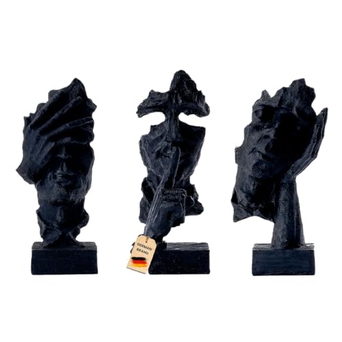 Marimor Statuen und Skulpturen 3er Set Dekofiguren Skulpturen deko modern Statue deko und Skulptur deko deko für Büro Wohnzimmer Schlafzimmer Regal Deko Skulptur Wohnzimmer (Schwarz)